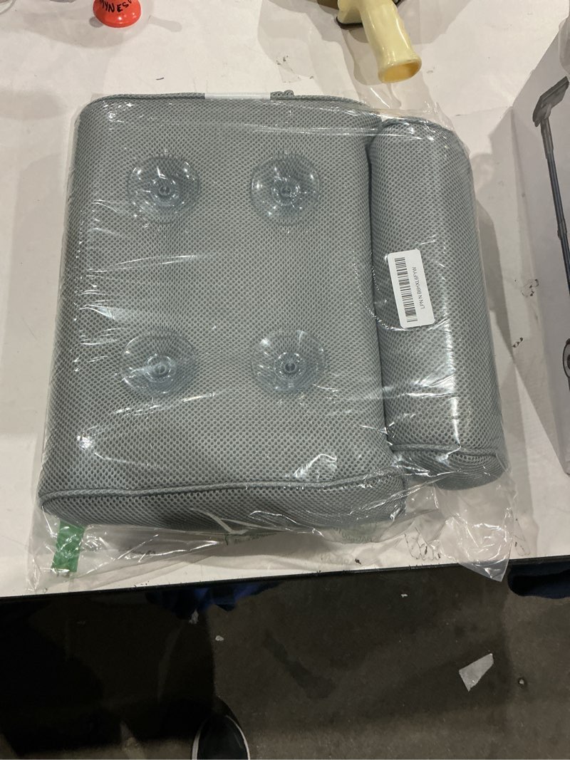 Condition photo showing Good Condition for Everlasting Comfort Luxury Bath Pillows for Tub with Head and Neck Support - Non-Slip Bathtub Pillow with Suction Cups, Quick-Drying Mesh & Drying Hook - Jacuzzi & Spa Accessories for Women - Gray