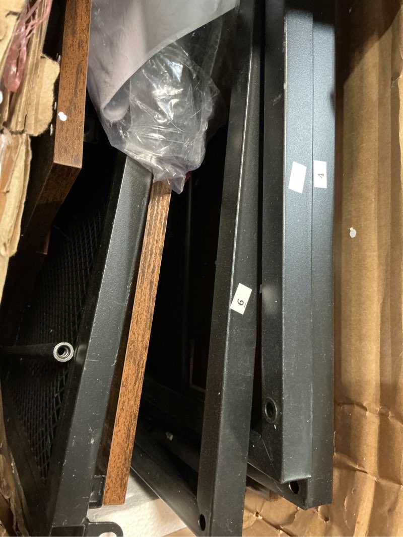 Condition photo showing Good Condition for hoobro l-shaped bakers rack with power outlet, 4-tier corner microwave stand with storage, coffee bar station with 8 hooks, kitchen shelf rack, 2 installation methods, rustic brown and black bf20uhb01 rustic brown + black