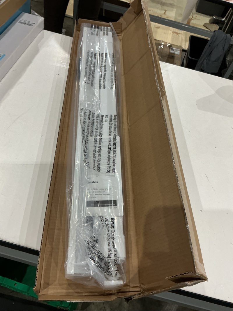 Condition photo showing Good Condition for lazblinds no tools no drill cordless cellular shades, top down bottom up (tdbu) honeycomb shades for home, blackout light blocking thermal insulation blinds for windows, 34" w x 48" h, white blackout - white 34" w x 48" h