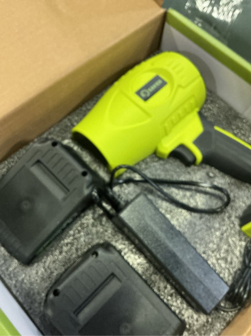 Condition photo showing Good Condition for saker cordless leaf blower portable dust cleaner handheld blowers 2 x 4.0ah batteries 180000 rpm air duster with adjustable speed for drying patio cleaning green