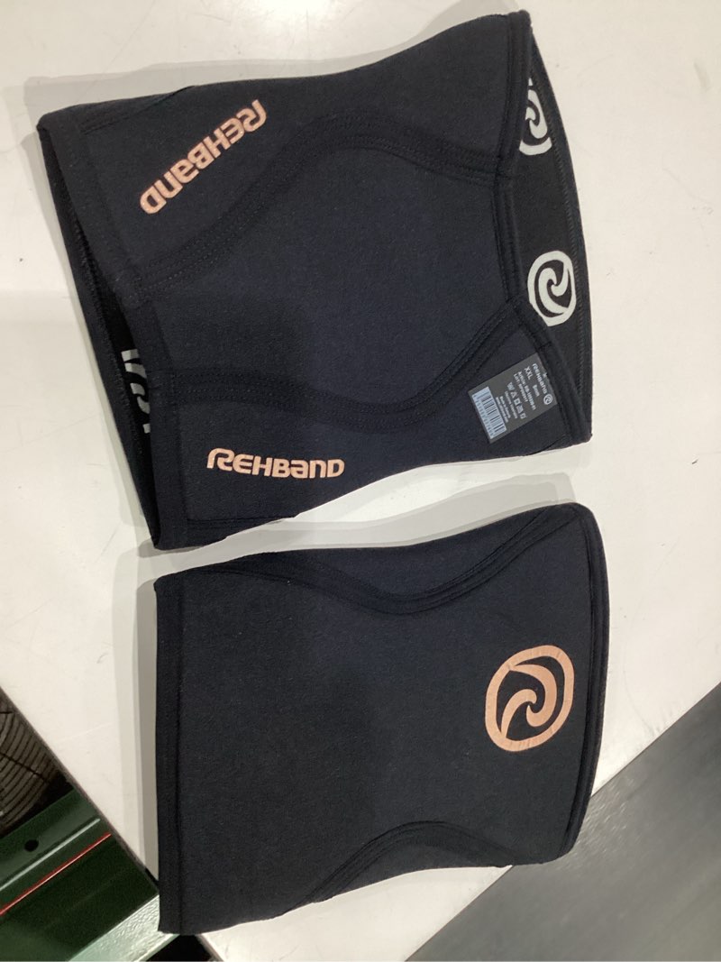 Condition photo showing New/Like New for rehband 5mm knee sleeves for functional training, cross-training & powerlifting, weightlifting knee support made of neoprene, unisex, colour:gold/black - 1 pair, size:xx-large xx-large gold/black - 1 pair