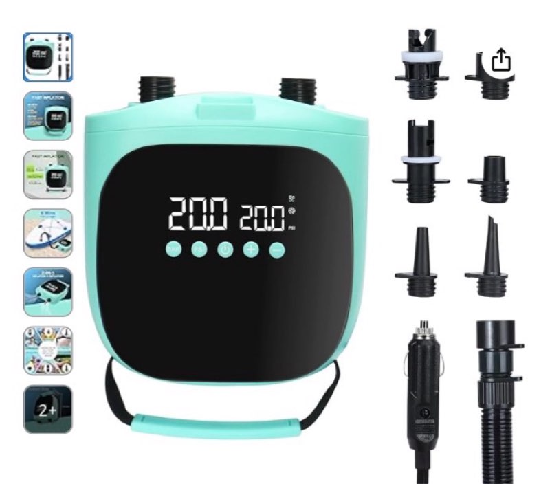 electric paddle board pump – 20psi high-pressure electric sup pump air pump with auto shutoff, dual-