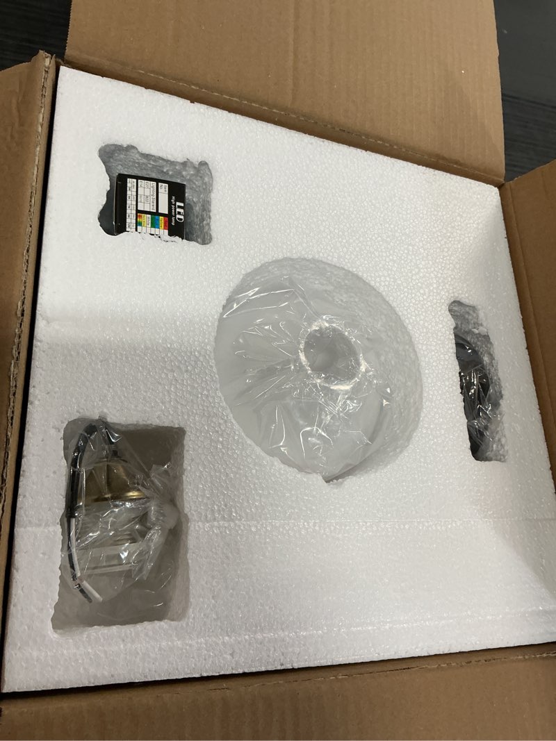 Condition photo showing Good Condition for LINGCMP Minimalist Modern White Globe Glass Ceiling Light Round Walnut Grain Semi Flush Mount Ceiling Lamp Fixture Wood Grain Nordic Retro Hallway Close to Ceiling Light for Entryway Porch Balcony Walnut Color