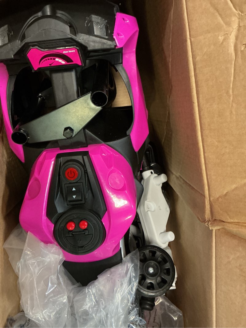 Condition photo showing As Is for kid trax 6v glow electric toddler kids motorcycle - toddler bike, indoor/outdoor toys, durable, led headlights and body light, realistc sounds, kids ride on toys, max weight 65lbs, ages 3+, pink