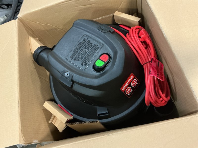 Condition photo showing As Is for shop-vac 16-gallon 6.5 hp corded wet/dry shop vacuum with accessories included