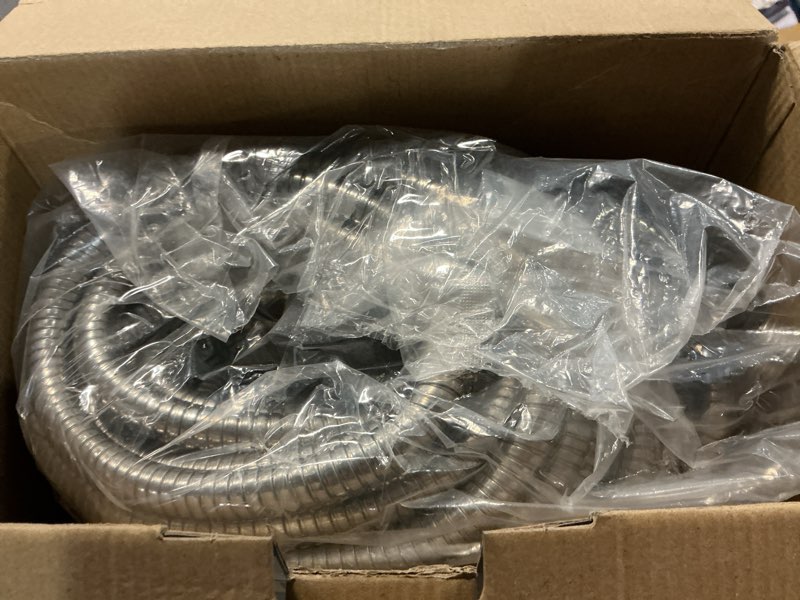 Condition photo showing Good Condition for bionic steel 100 ft metal garden hose with sprayer nozzle, non kinking designed stainless steel heavy duty water hose 100 ft x 5/8 in. flexible non expandable for uninterrupted water flow, 500 psi 100'