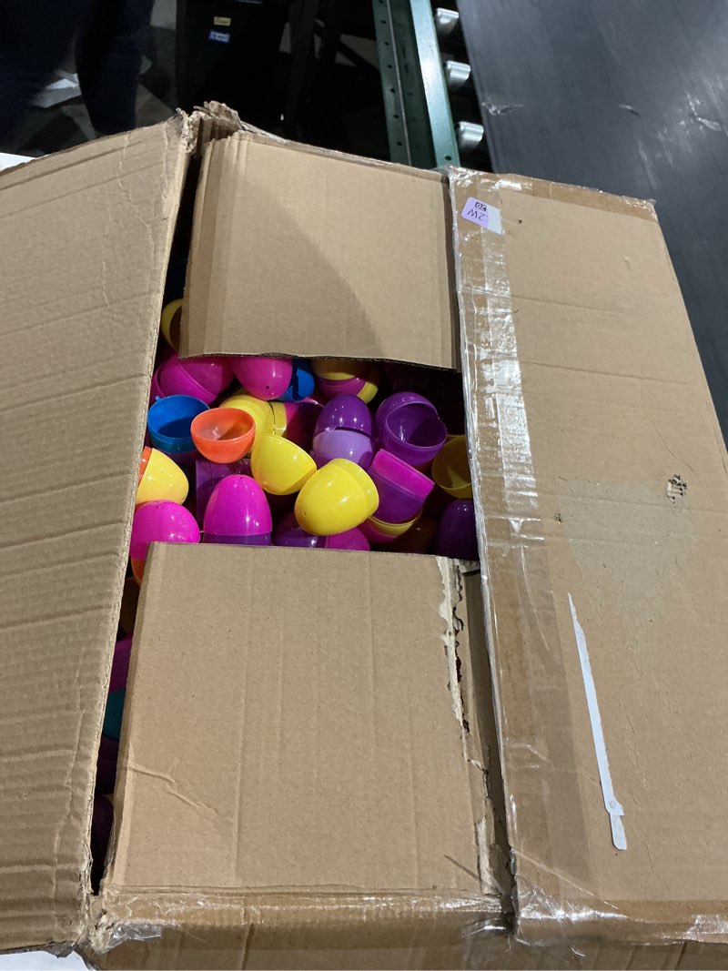 Condition photo showing As Is for [12 golden eggs] 1000 pcs 2.4" fillable plastic easter eggs empty easter eggs colorful plastic eggs bulks for kids teens boys girls easter basket stuffers hunt easter party favor