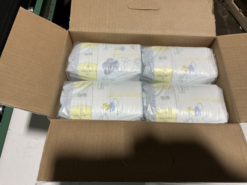 Condition photo showing New/Like New for pampers swaddlers diapers, size 1 (8-14 lbs), 164 count, absorbent, keeps baby dry and comfortable, skin safe disposable baby diaper size 1 164