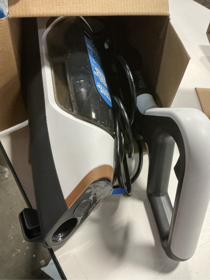 Condition photo showing As Is for shark steamspot steam mop with steam blaster technology, 3 steam modes, 2 washable pads, xl removable water tank, lightweight, steam cleaner for sealed hard floors, hardwood, tile, laminate, s2001