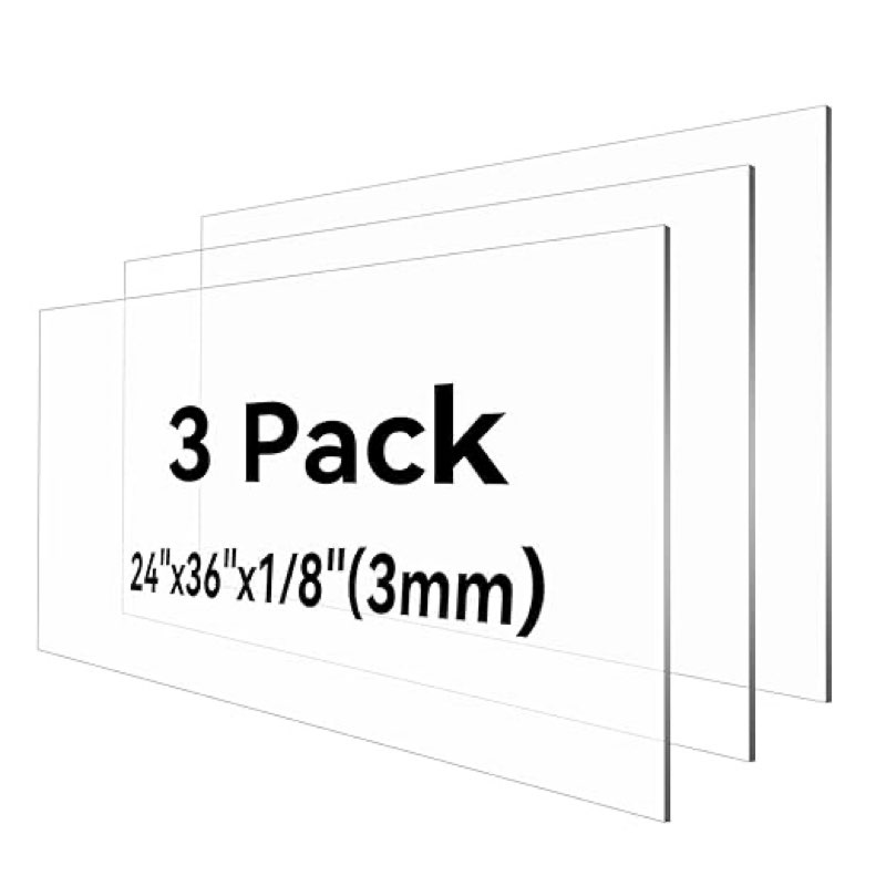 HUAZI 2PACK Plexiglass Sheet 1/8'' Thick 24×36inches Clear Acrylic Sheets Plastic Panel for DIY Projects, Art, Display Use