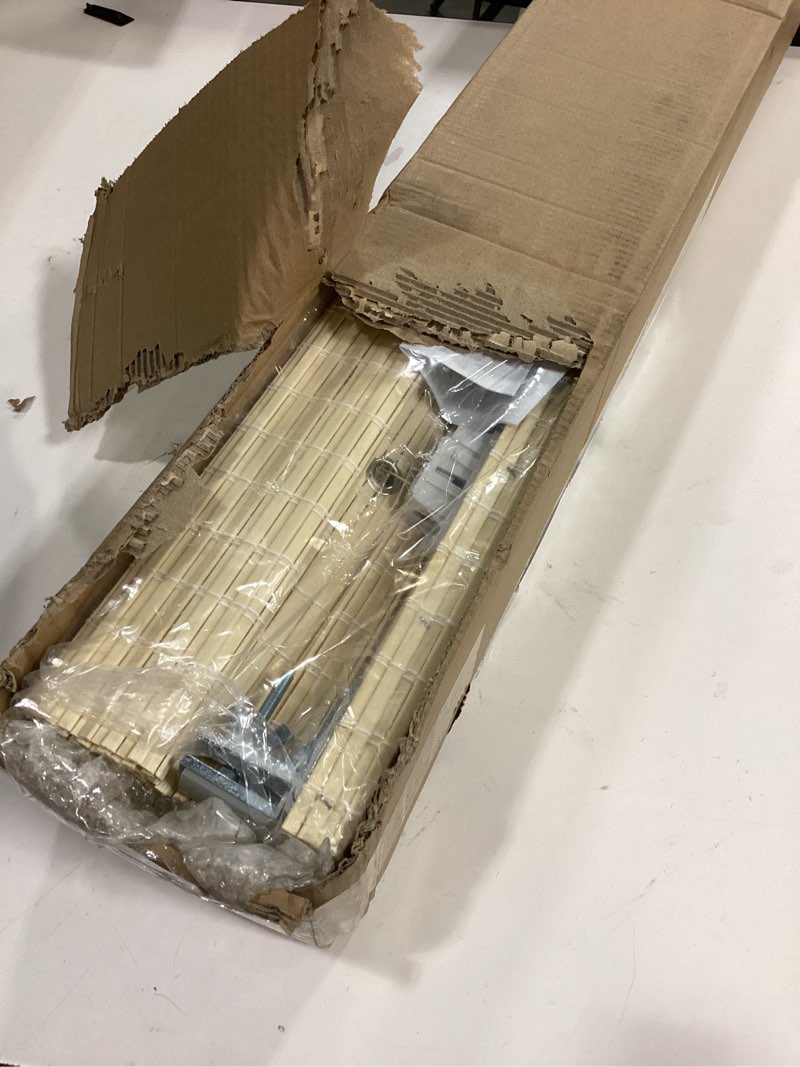 Condition photo showing Good Condition for LazBlinds No Tools No Drill Cordless Bamboo Roman Shades, Privacy Window Treatment, Roll Up Bamboo Blinds for Windows 36'' W x 64'' H, Natural Privacy-natural 36\" W x 64\" H