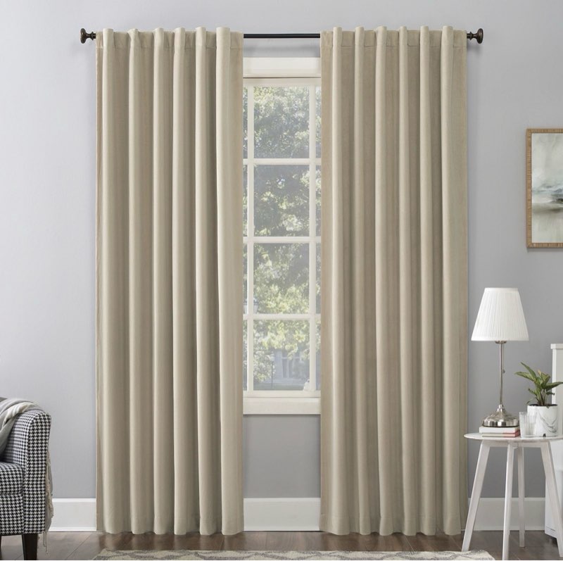 50"x84" Sun Zero 100% Blackout Amherst Velvet Noise Reducing Thermal Curtain Panel Off-White: Modern Curtain Panels