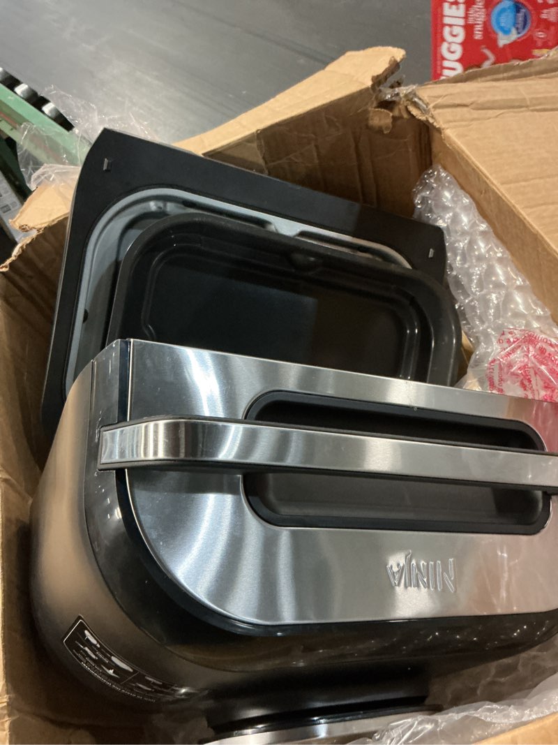 Condition photo showing As Is for Ninja | Indoor Grill | Foodi | 5-in-1 (Grill, Air Fry, Roast, Bake, and Dehydrate | Fits up to 3lb Roast | Smoke Control System and Dishwasher Safe Parts| Black/Grey | AG301