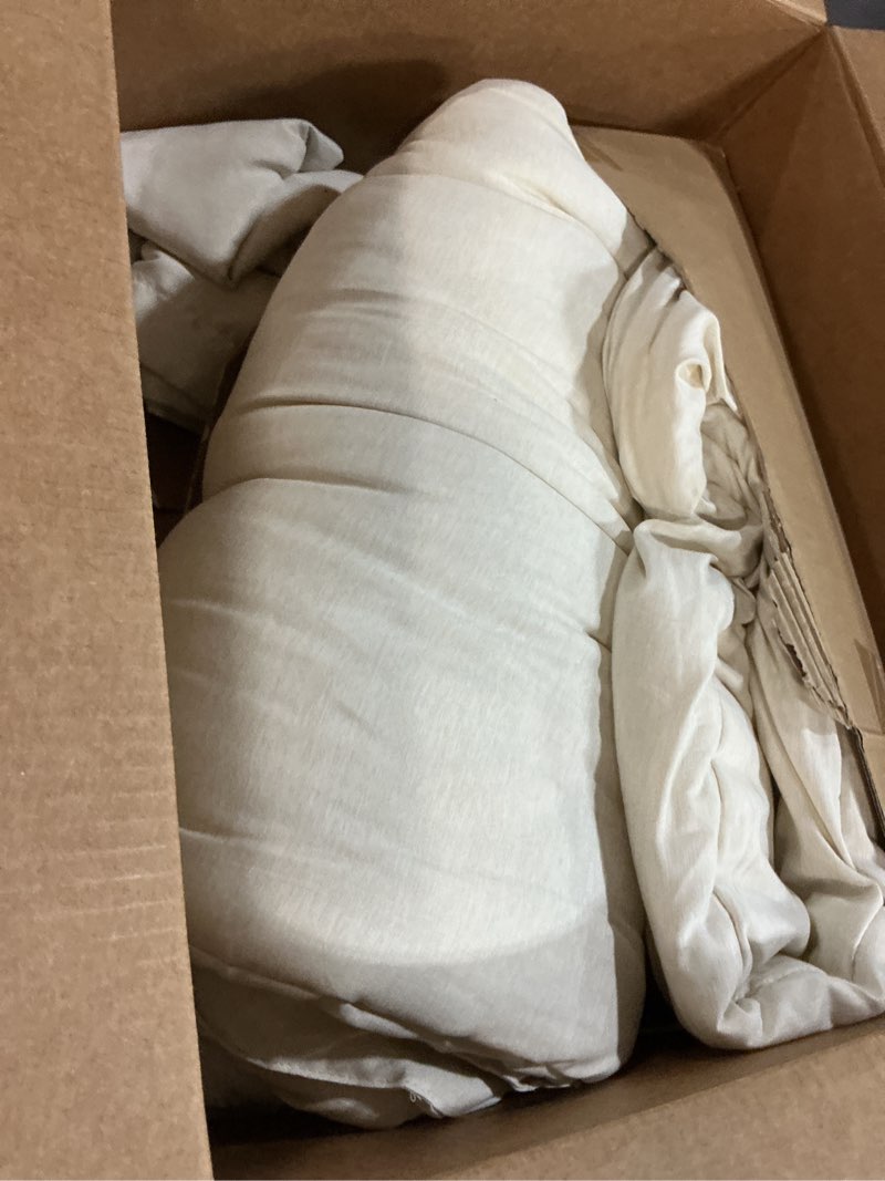 Condition photo showing Good Condition for CozyLux Queen Size Comforter Set - 3 Pieces Beige Soft Luxury Cationic Dyeing Bedding Comforter for All Season, Breathable Lightweight Fluffy Boho Bed Sets with 1 Comforter and 2 Pillow Shams Beige Queen