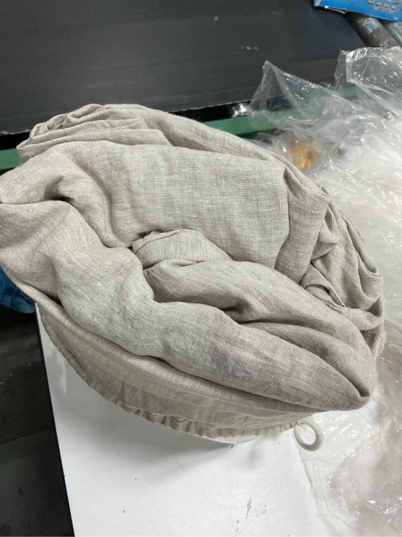 Condition photo showing As Is for european linen sheet set king, color natural chambray 