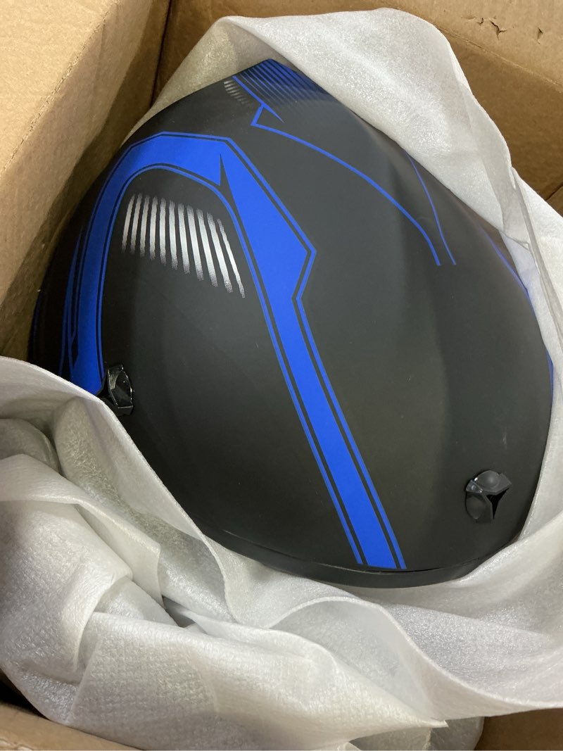 Condition photo showing Good Condition for yesmotor youth dirt bike helmet set includes gloves, goggles, mask, ideal helmet for kids 8-14, premium safety gear for dirt bike helmets enthusiasts - dot approved (dark blue,m) dark blue medium