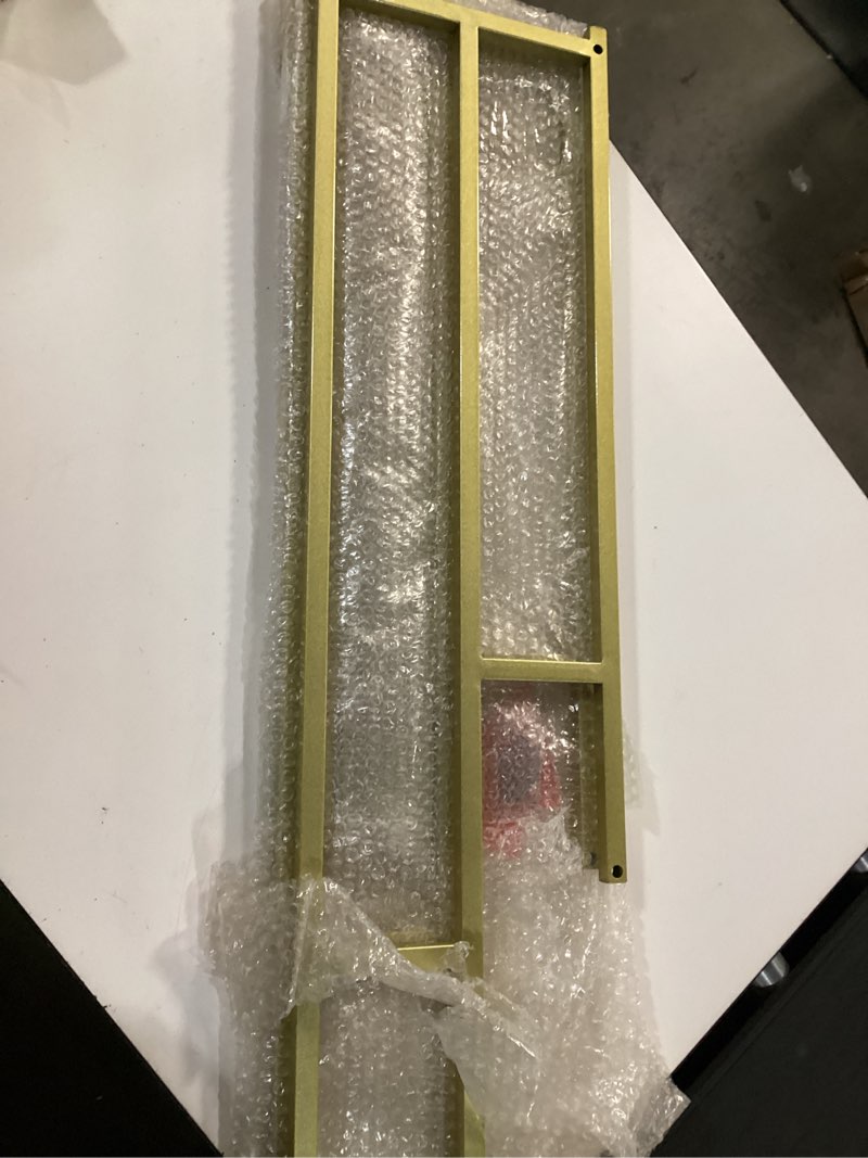Condition photo showing New/Like New for 3 tier standing towel rack - extra wide large bathroom towel stand, heavy-duty metal towel drying rack for poolside (matte gold, 37.4” wide)