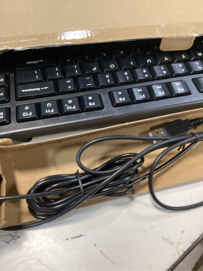 Condition photo showing Good Condition for wired keyboard and mouse combo, edjo full-sized ergonomic computer keyboard with palm rest and optical wired mouse for windows, mac os desktop/laptop/pc black