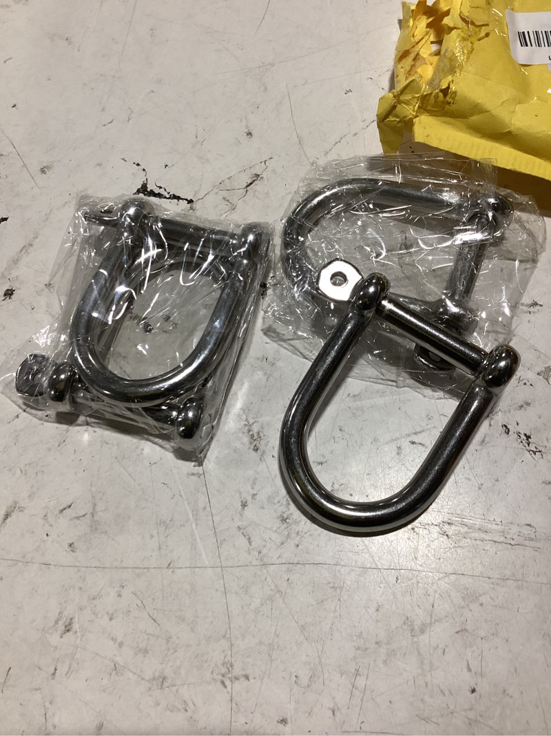 Condition photo showing Good Condition for marine grade 316 stainless steel wide d shackle, 1/2", 3/8", 5/16", 1/4", clevis anchor shackle for boat, sailboat, chain, rigging clasp 3/8 inch 4 pack