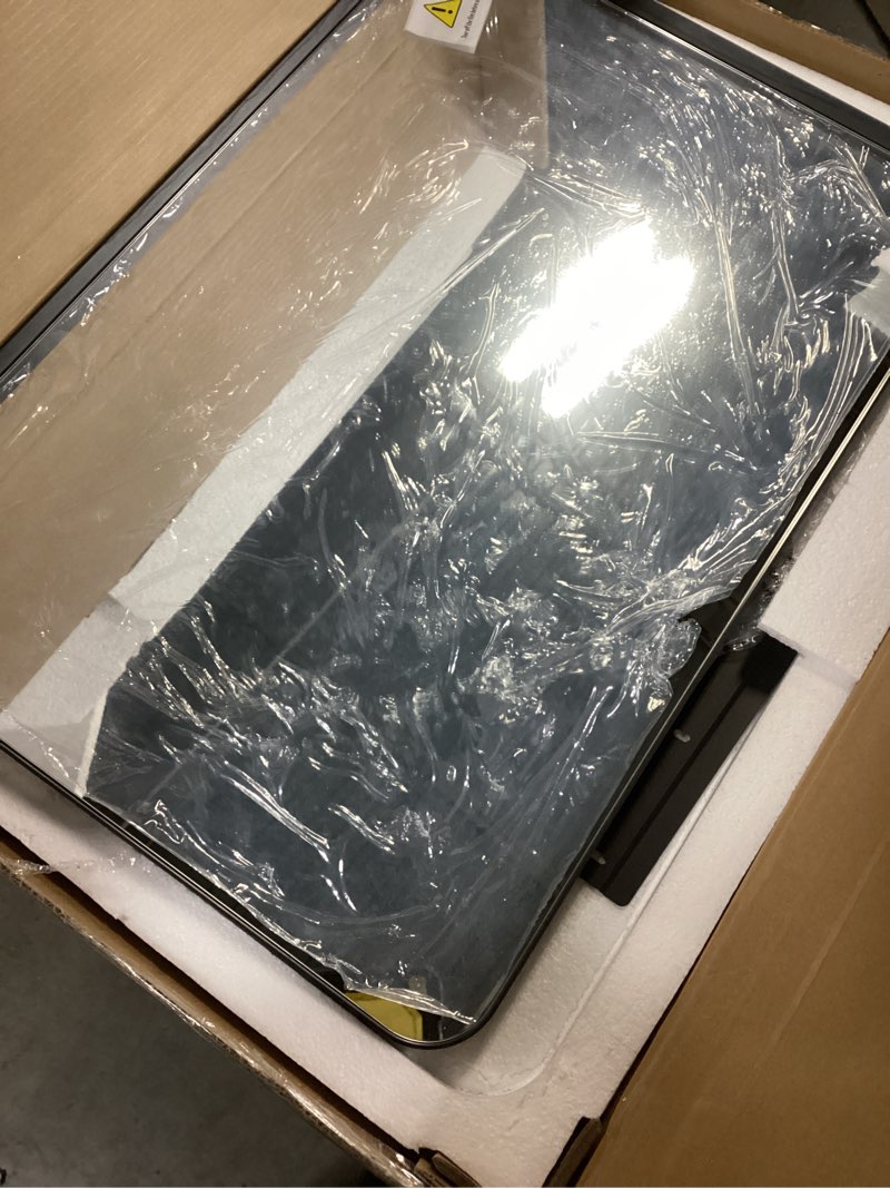 Condition photo showing Good Condition for VocalStar Black Bathroom Mirror for Wall, 18 x 26 Inch Rounded Rectangle Metal Framed Bathroom Wall Vanity Mirror Farmhouse, 1/4-inch Shatterproof Glass | Ultra-Flush Hanging Black 26"L x 18"W