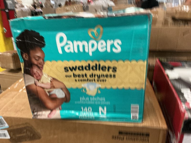 Condition photo showing As Is for pampers swaddlers diapers, size 0 (up to 10 lbs), 140 count, absorbent, keeps baby dry and comfortable, skin safe disposable baby diaper (packaging may vary) newborn 140