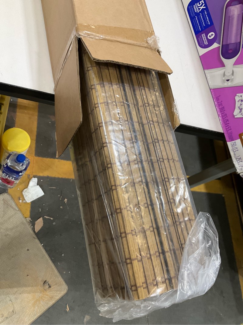 Condition photo showing Good Condition for LazBlinds No Tools No Drill Cordless Bamboo Roman Shades, Light Filtering Window Treatment, Roll Up Bamboo Blinds for Windows 32'' W x 64'' H, Brown Light Filtering-brown206 32" W x 64" H