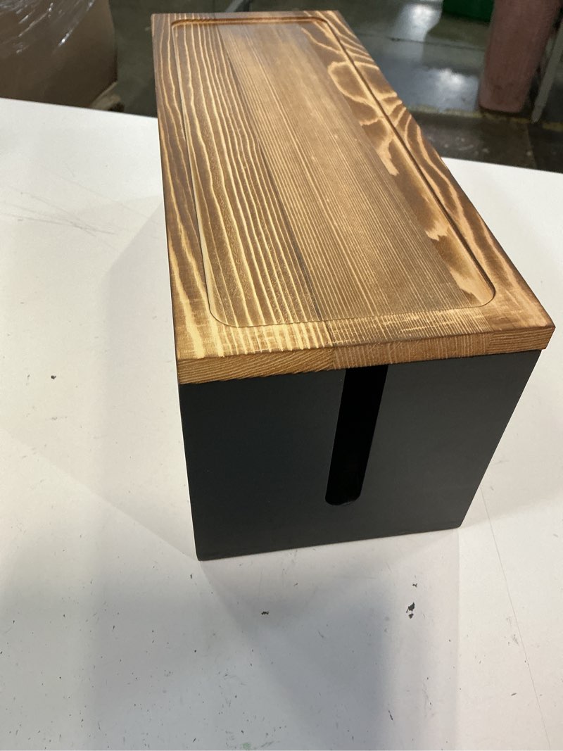Condition photo showing Good Condition for bivvclaz large cable management box, wooden cord organizer box for desk, floor, office to hide extension cords power stripes surge protectors chargers wires, black black large