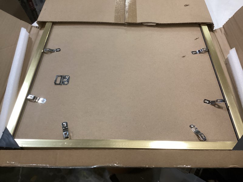 Condition photo showing Good Condition for gulethun 18x36 picture frame, gold poster frame, home decor natural gallery frames, horizontal or vertical format, sturdy, plexiglass, large wall decor, for photos, artworks, posters gold 18x36in