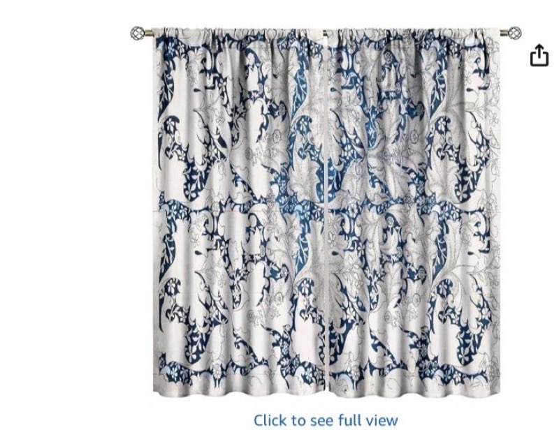 William Morris Art Vintage Flower Blackout Curtains, Retro Rustic Farmhouse Plant Nature Floral Prin