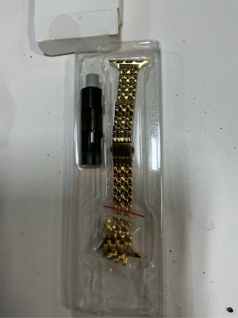 Condition photo showing New/Like New for MioHHR Slim Metal Bands Compatible with Apple Watch Band 38mm 40mm 41mm 42mm (Series 11 10), Thin Stainless Steel Strap Bands for Women iWatch Series 11 10 9 8 7 6 5 4 3 2 1 SE3/2/1, Gold Gold 42mm(Series 11 10) 41mm 40mm 38mm