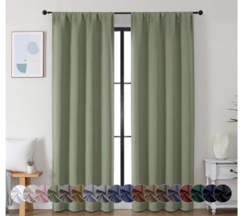 simplebrand ava natural blackout curtains for bedroom 84 inch length 2 panels set, solid thermal ins