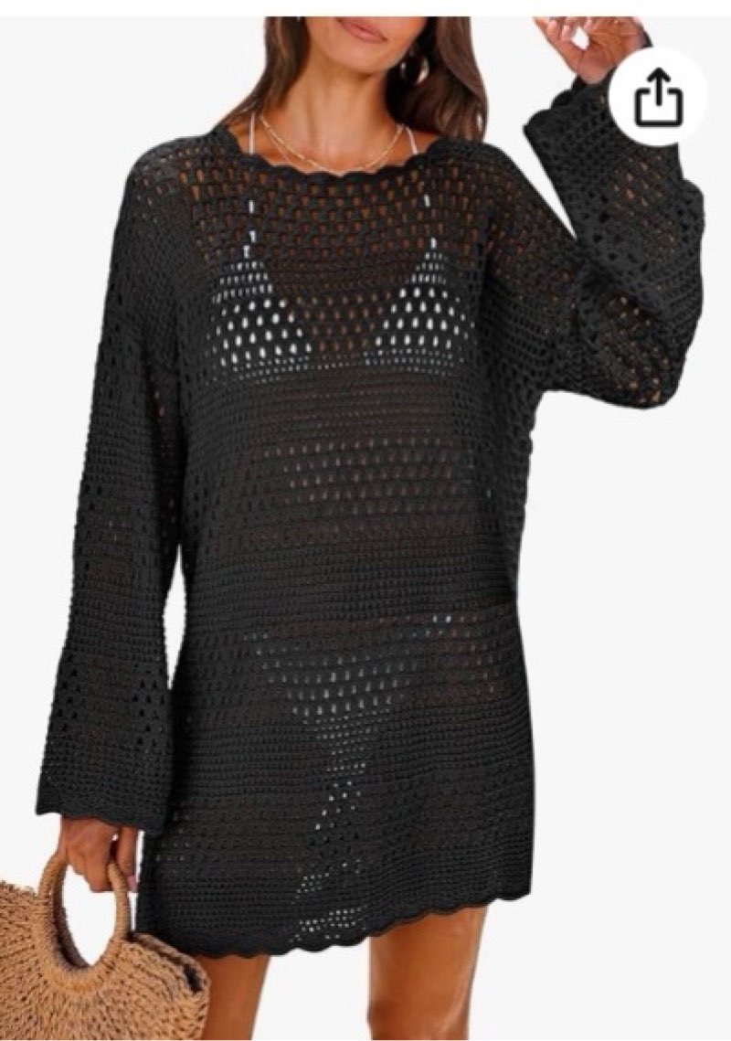 ANRABESS Women Swimsuit Crochet Swim Cover Up Summer Bathing Suit Swimwear Knit Pullover Beach Dress(small)