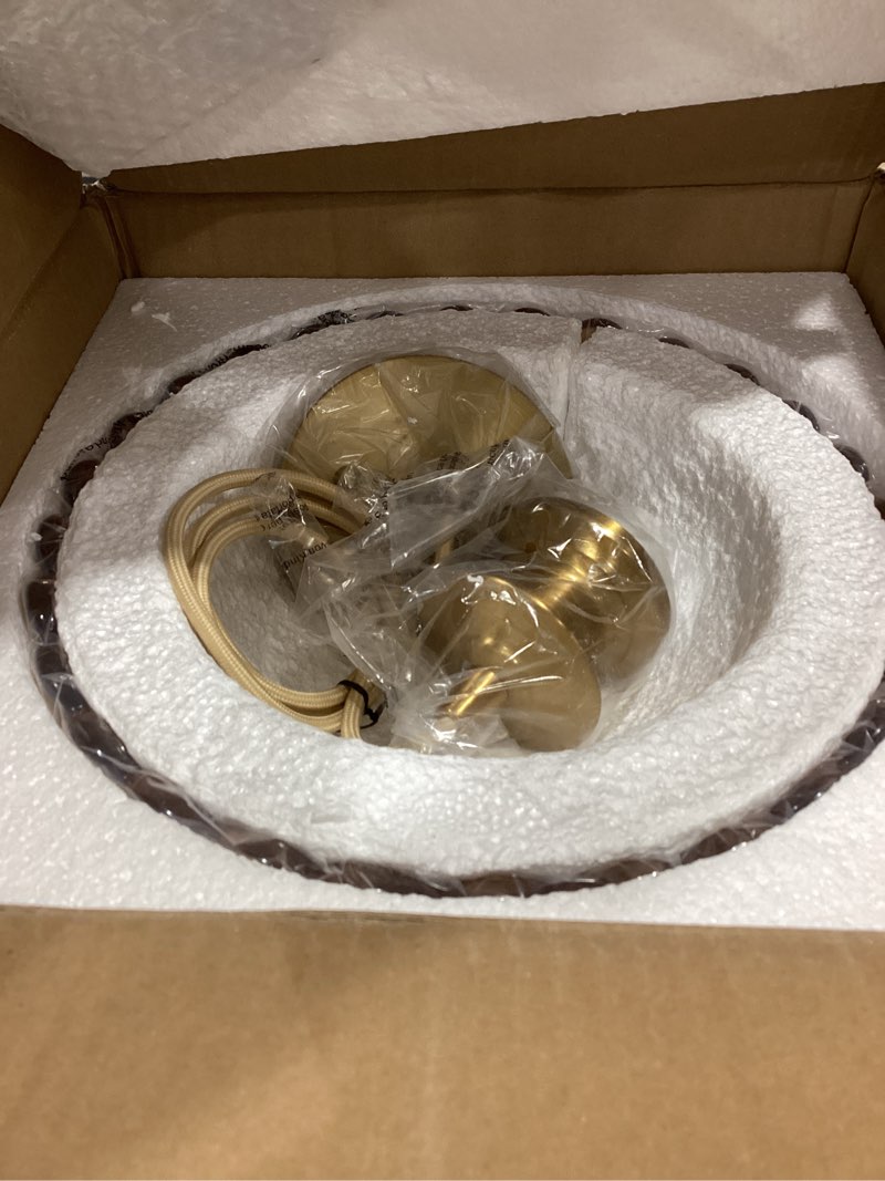 Condition photo showing As Is for Amber Glass Pendant Lights, 11.8" Brushed Gold Lighting Glass Light Fixtures Modern Amber Chandelier Vintage Hanging Ceiling for Kitchen Island Dining Room Restaurant Bedroom Foyer Entryway Amber/Gold 12in/1PC