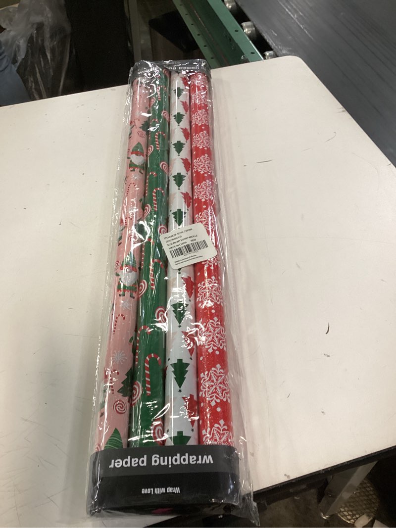 Condition photo showing Good Condition for WRAPAHOLIC 30 Inch Christmas Wrapping Paper Roll - Jumbo Roll Red, Green and Pink Christmas Gnome Elf Holiday Collection - 4 Rolls - 30 Inch x 120 Inch Per Roll