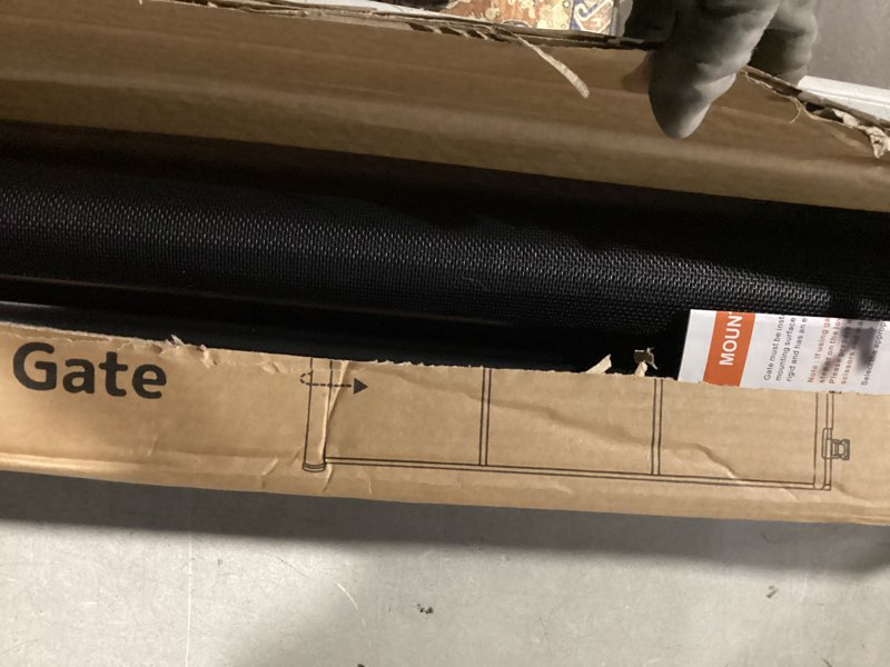 Condition photo showing Good Condition for Retractable Baby Gate for Doorways and Stairs, Mesh Safety Gate for Pet, Indoor & Outdoor Use, One-Hand Operation, Easy Installation, 33.6" Tall, Expands to 55" Wide?Black,33.6"x55")