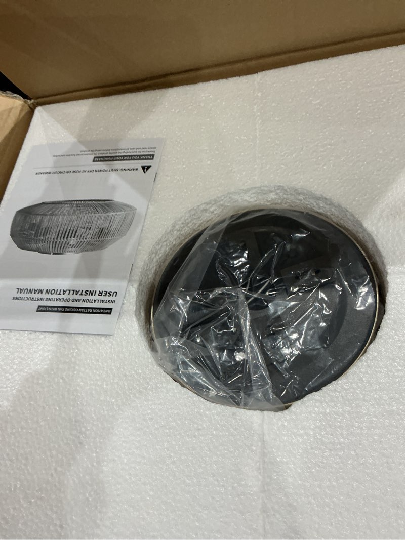 Condition photo showing Good Condition for 20" boho caged ceiling fan with lights flush mount, low profile rattan ceiling fans with lights and remote control, enclosed 6 speeds for bedroom, living room, kitchen 20 inch / boho / caged / rattan / flush mount