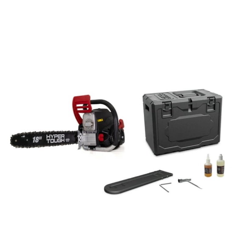 hyper tough 18" 49cc 4-cycle gas powered chainsaw with carry case