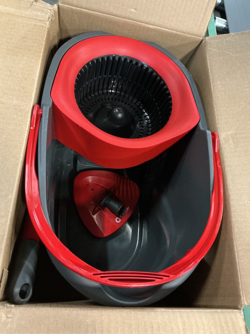 Condition photo showing As Is for O-Cedar EasyWring Microfiber Spin Mop, Bucket Floor Cleaning System, Red, Gray, Standard Easywring Spin Mop & Bucket