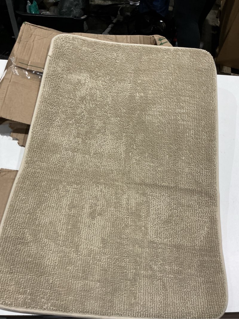 Condition photo showing Good Condition for home mart goods beige large soft cozy plush chenille bath mat bathroom rug (((we dont know the size)))