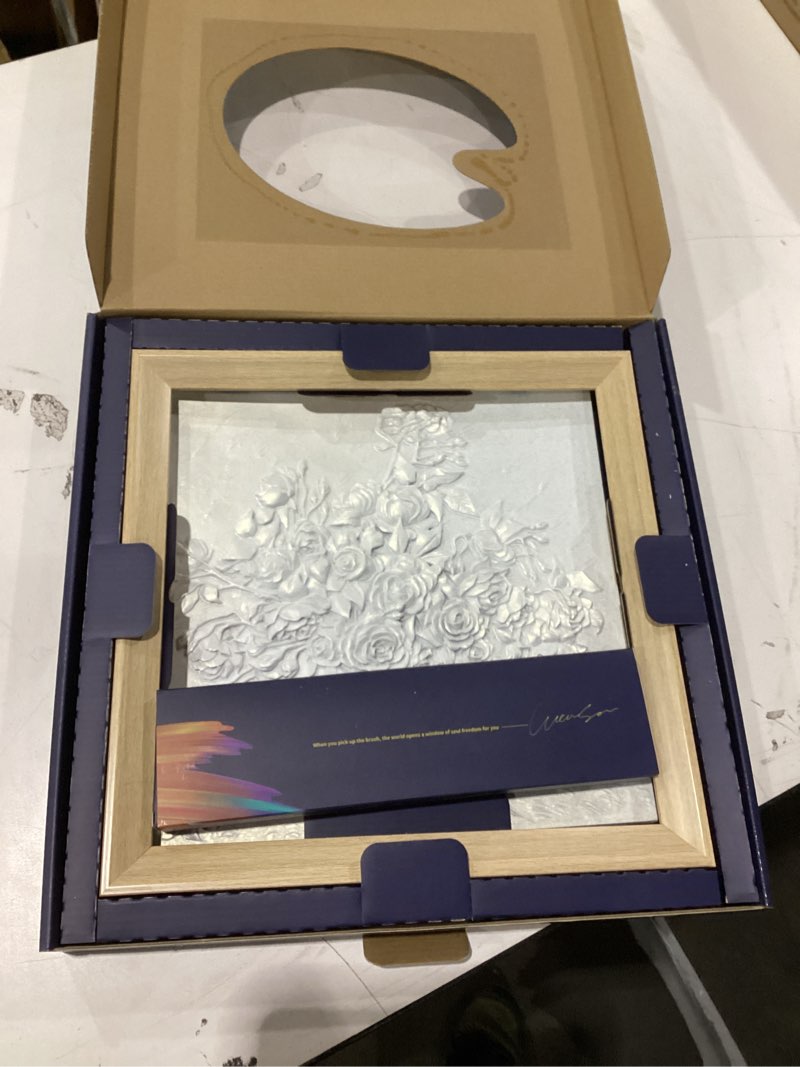 Condition photo showing New/Like New for LONG QUAN CELADON Paint by Numbers for Adults, 3D DIY Painting Kit with Framed Canvas - Van Gogh Irises Paint by Number Art Set, Relaxing Adult Craft Kit for Home Wall Décor, 13.4 x 13.4 Inches Wheat Field with Cypresses