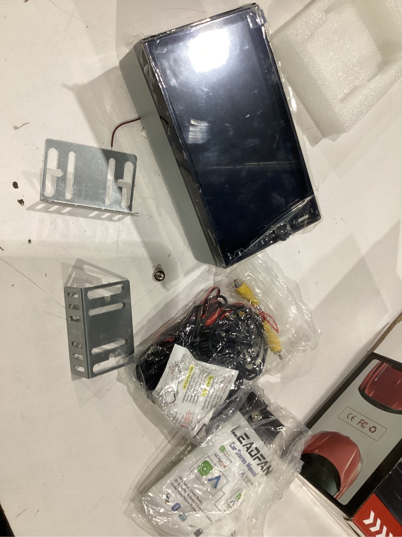 Condition photo showing New/Like New for leadfan double din car stereo with apple carplay and android auto, 7 inch full hd touchscreen car radio bluetooth, car stereo with backup camera, support mirror link/steering wheel/usb/aux/subwoofer wired stereo+ camera