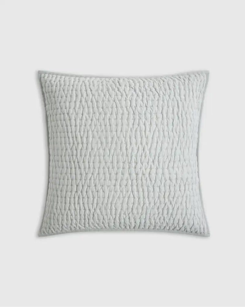 European Linen Cotton Stitch Quilted Euro Sham, Euro, Mist