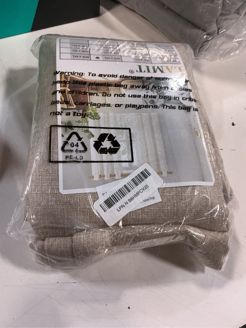 Condition photo showing Good Condition for lamit natural linen curtains for living room 84 inch length 2 panels, linen textured thermal insulated curtains grommet privacy burlap neutral drapes for bedroom/farmhouse, w38 x l84, natural beige 38\\\"w x 84\\\"l (pack of 2) natural