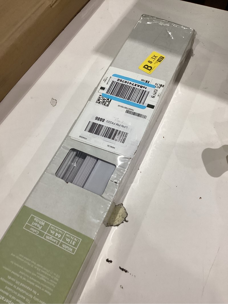 Condition photo showing Good Condition for Cordless Light Filtering Mini Blind - 31 Inch Width, 64 Inch Length, 1" Slat Size - Pearl White - Cordless GII Morningstar Horizontal Windows Blinds for Interior by Achim Home Decor 31"W x 64"H Pearl White