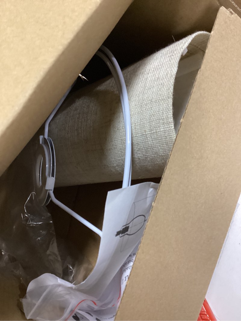 Condition photo showing New/Like New for Small Lamp Shade, Beige Drum Lampshade 8.7''Top X 8.7'' Bottom X 7.9'' High, Replacement Lamp Shade Natural Linen Hand Crafted for Table Lamps Floor Lamps Chandelier Lamp, Easy Assembly Required