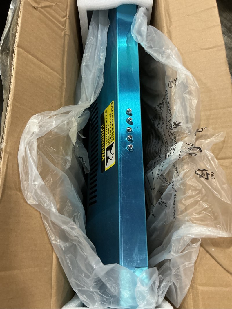 Condition photo showing Good Condition for firegas under cabinet range hood 30 inch with brushless dc motor, led light, 3 speed exhaust fan, reusable aluminum filters, push button,stainless steel range hood,with charcoal filter