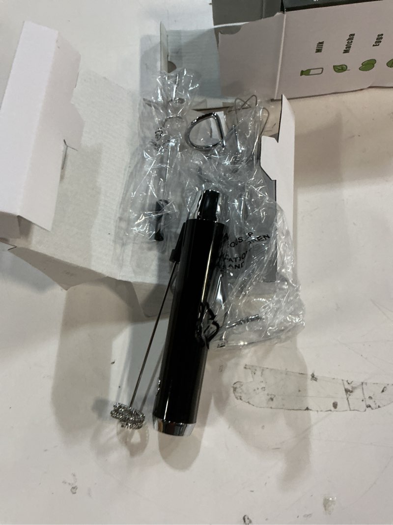 Condition photo showing Good Condition for maestri house rechargeable milk frother with 3 heads, lunafro as handheld electric foam maker waterproof detachable stainless steel whisk drink mixer foamer with stand for lattes, cappuccino, egg black