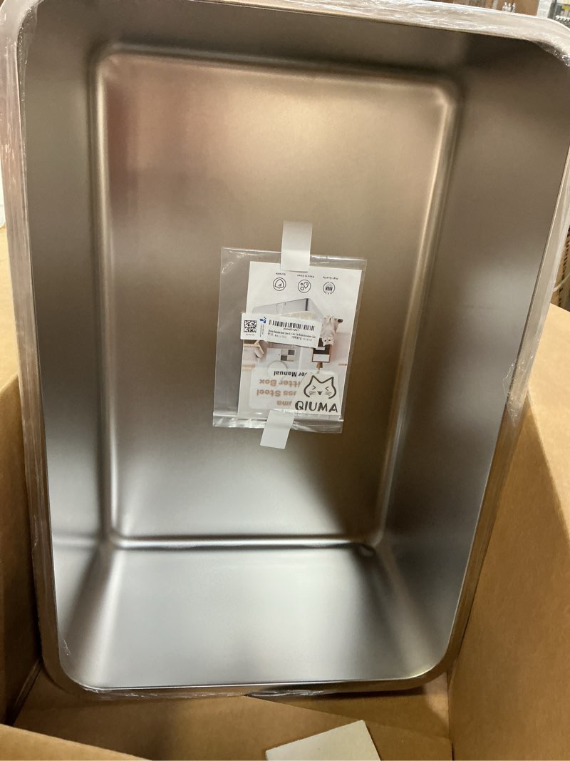 Condition photo showing New/Like New for stainless steel litter box, large metal cat litter box with high sided for big and small cats, kitty litter boxes, non-stick, easy to clean, odor-free, cat toilet?litterbox valuepro series?no handle? 23.4"l×15.6"w×7.8"h