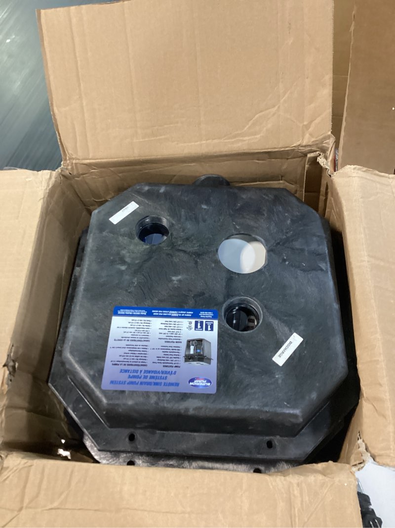 Condition photo showing As Is for superior pump 92072-u 1/3 hp remote sink drain pump system, black thermoplastic drain pump system