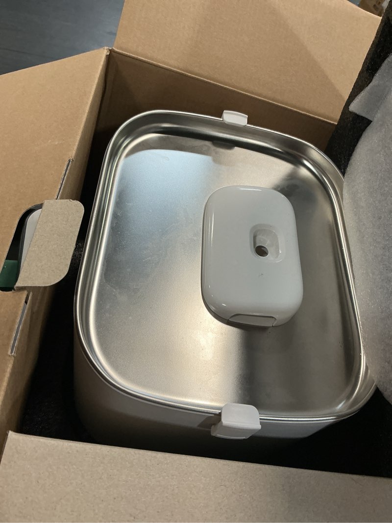 Condition photo showing As Is for petlibro rfid multi cats water fountain with cat recognition & hydration monitoring, pump-free auto cat water dispenser, large capacity 101oz/3l, 2.4g wi-fi app control cat fountain x2 collar tags white 3l rfid fountain